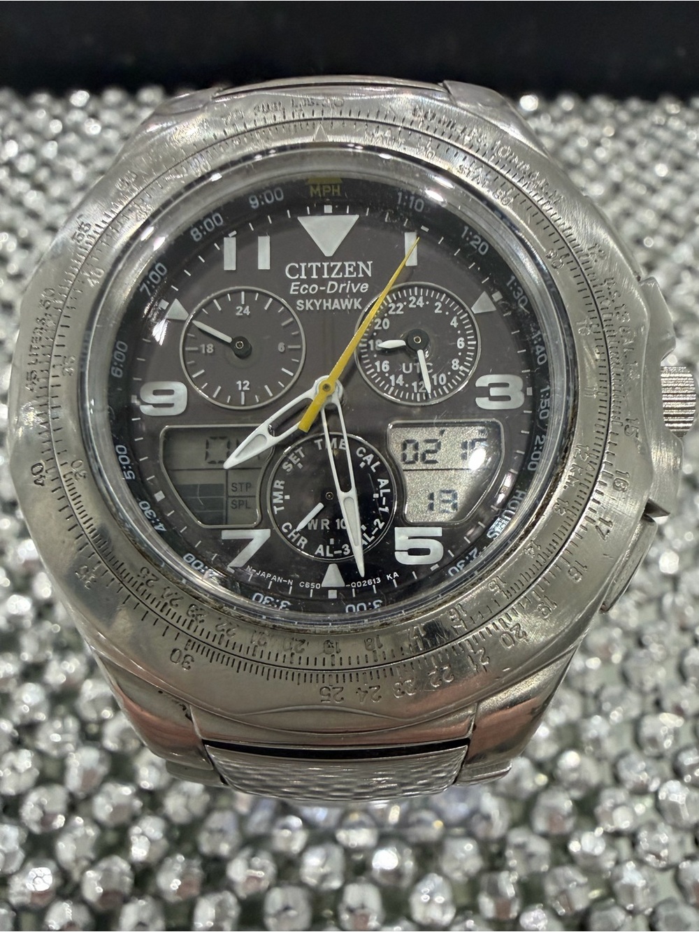 Citizen Eco-Drive Skyhawk Stainless Steel Pilot Watch - Black Dial